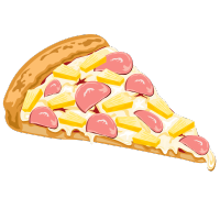 Graphic of a slice of Hawaiian pizza.