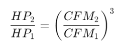 Fan Affinity Law 3 formula.