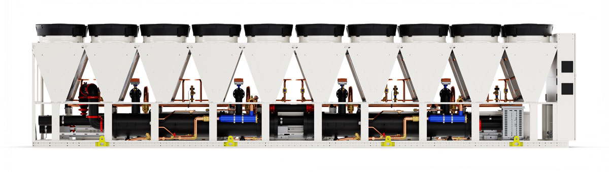 Right side view of Mitsubishi Electric chiller.