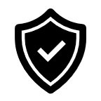 Black and white icon of a shield.